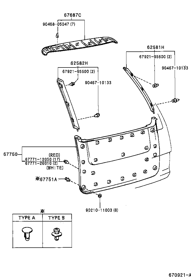 Toyota 67005-2J261 PANEL SUB-ASSY, BACK DOOR