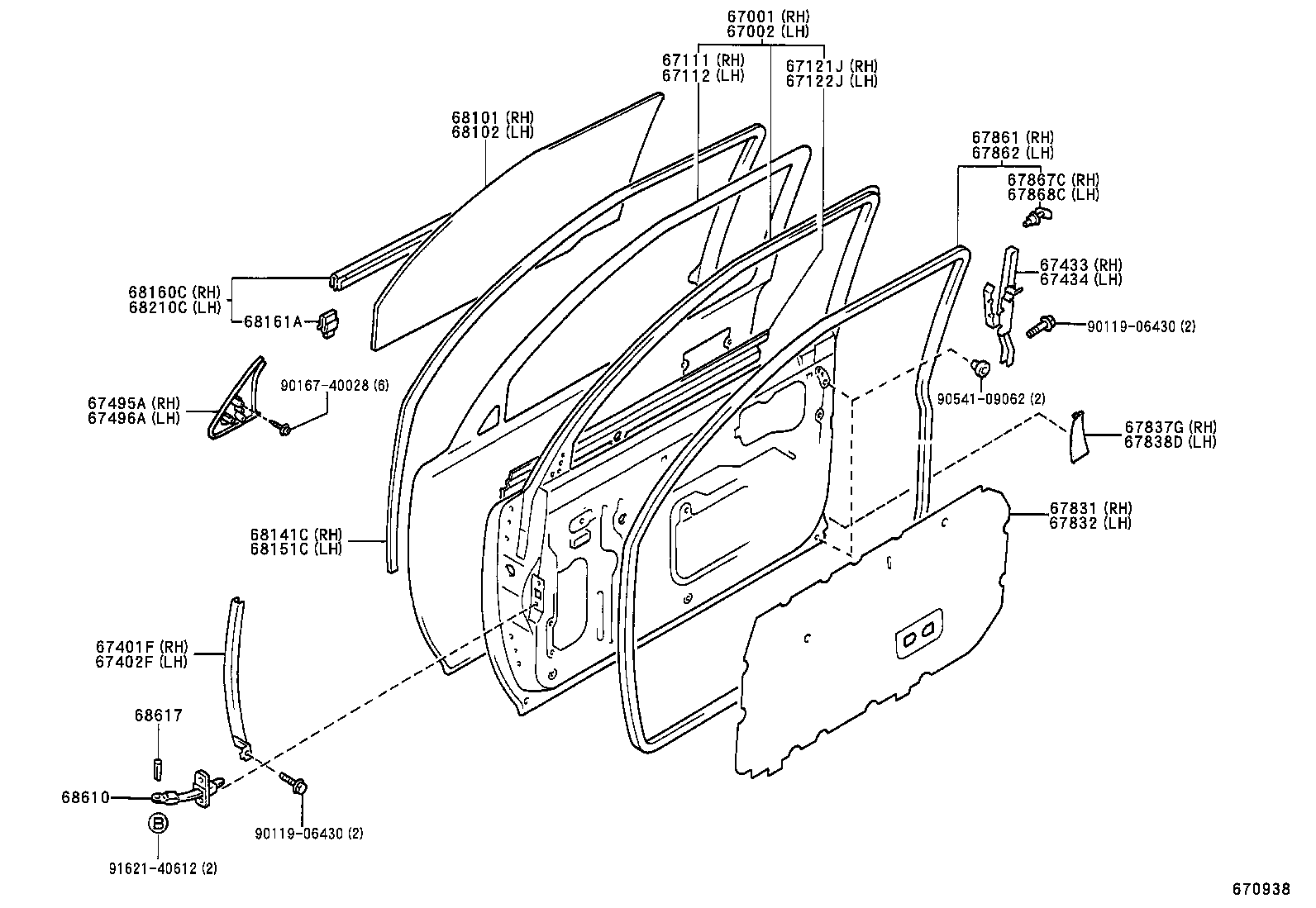 67002-35350 PANEL SUB-ASSY, FRONT DOOR, LH product image