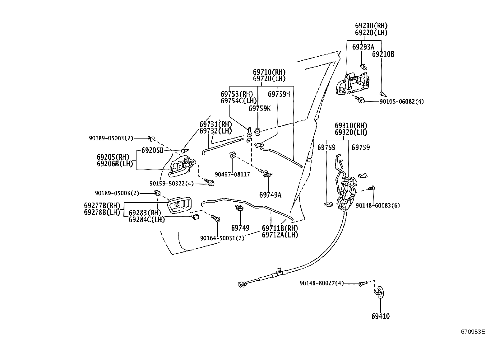 69040-43010 LOCK ASSY, FRONT DOOR, LH product image