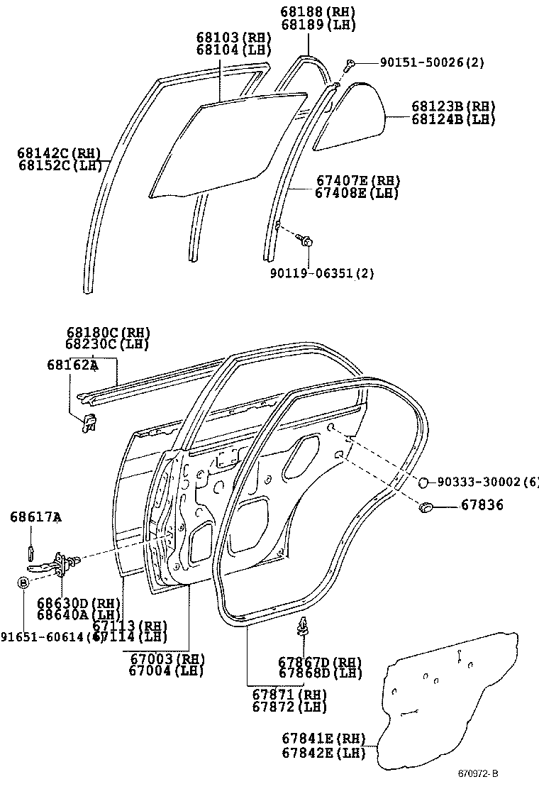 67004-10160 PANEL SUB-ASSY, REAR DOOR, LH product image