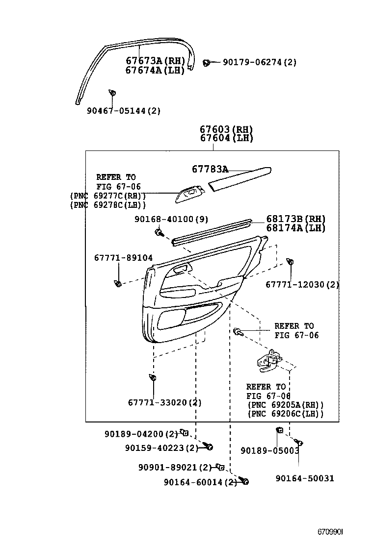 67010-30120 BOARD SUB-ASSY, REAR DOOR TRIM, RH product image