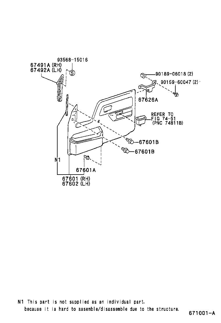 67404-37010 FRAME SUB-ASSY, FRONT DOOR, REAR LOWER LH product image