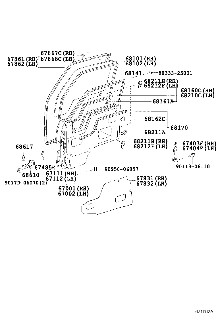 67404-37010 FRAME SUB-ASSY, FRONT DOOR, REAR LOWER LH product image