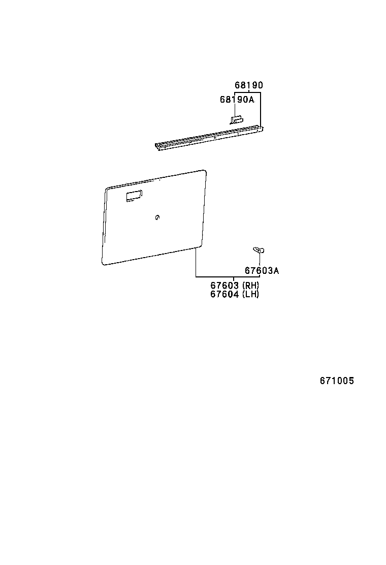 68113-37030 GLASS SUB-ASSY, REAR DOOR, RH product image