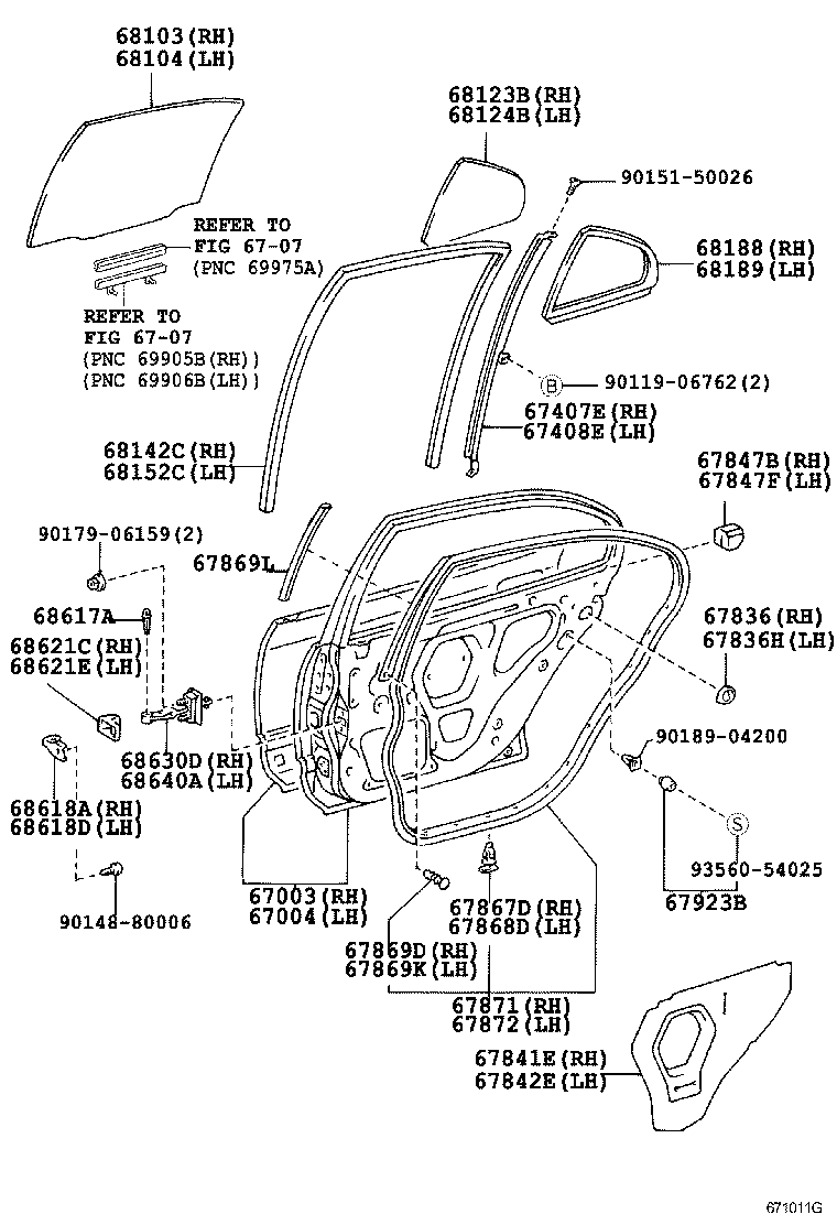 67010-30120 BOARD SUB-ASSY, REAR DOOR TRIM, RH product image