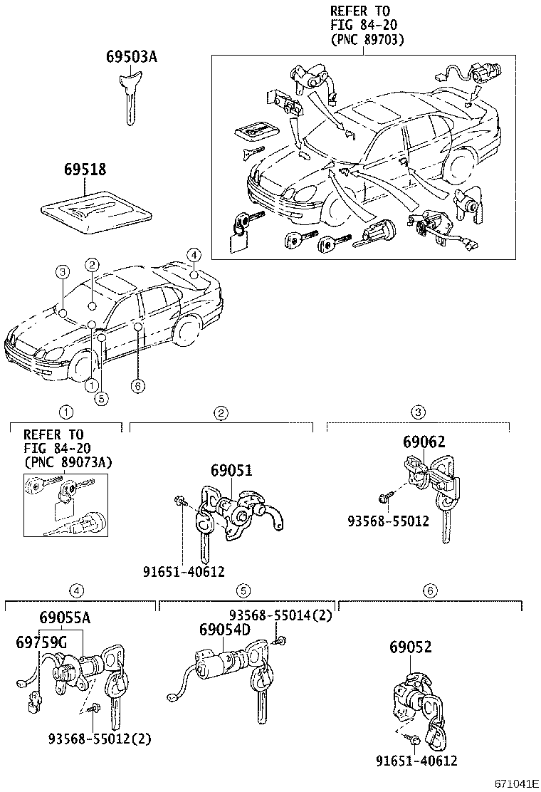 Toyota 69055-30351 CYLINDER & KEY SET, LUGGAGE COMPARTMENT LOCK