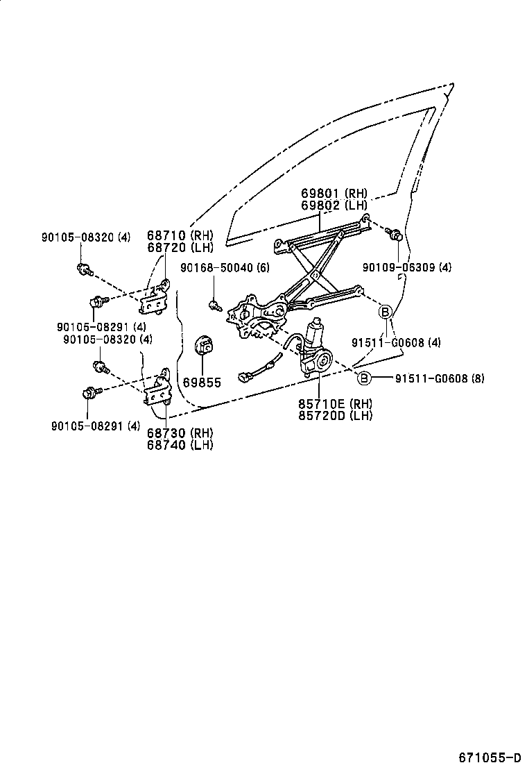 85710-21030 MOTOR ASSY, POWER WINDOW REGULATOR, RH product image