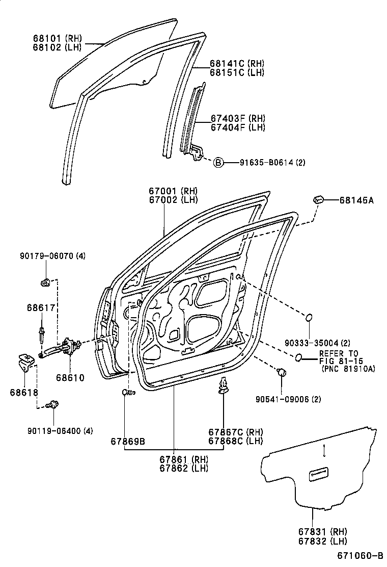 67404-21010 FRAME SUB-ASSY, FRONT DOOR, REAR LOWER LH product image