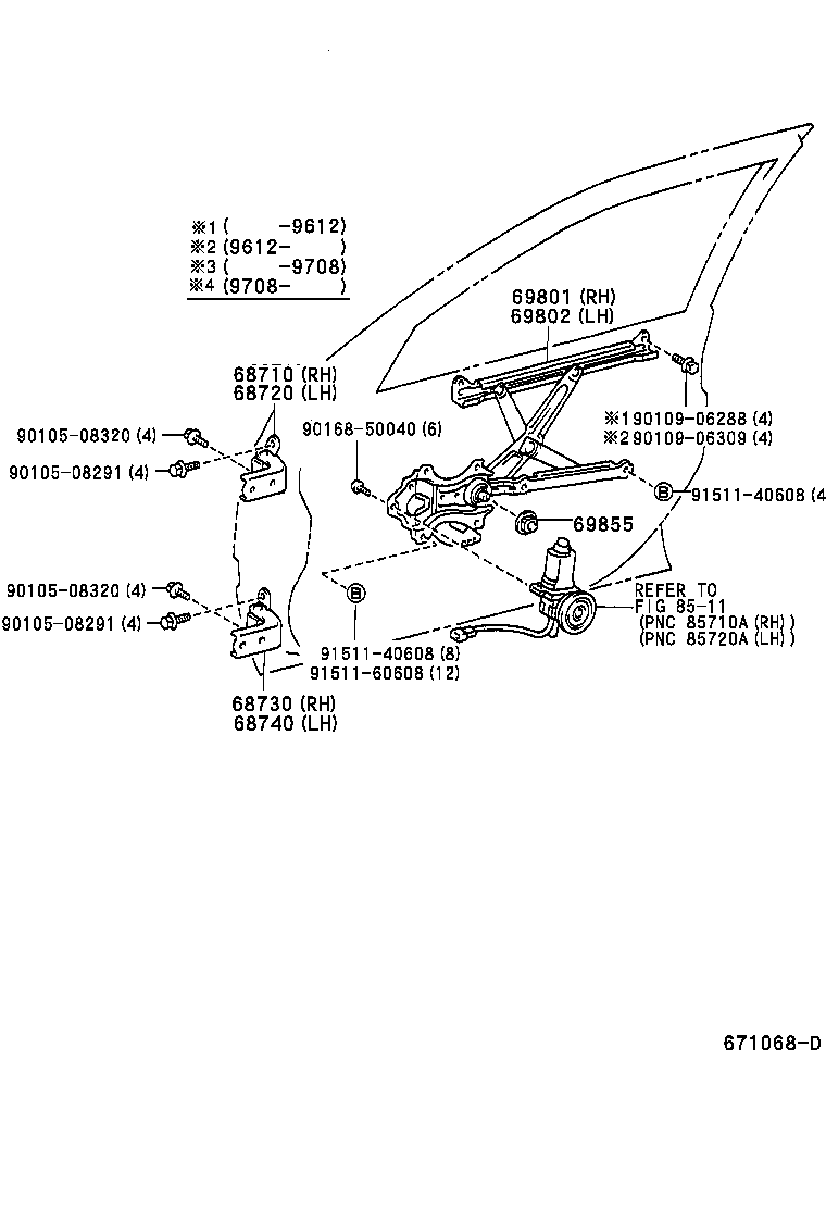 69802-20280 REGULATOR SUB-ASSY, FRONT DOOR WINDOW, LH product image