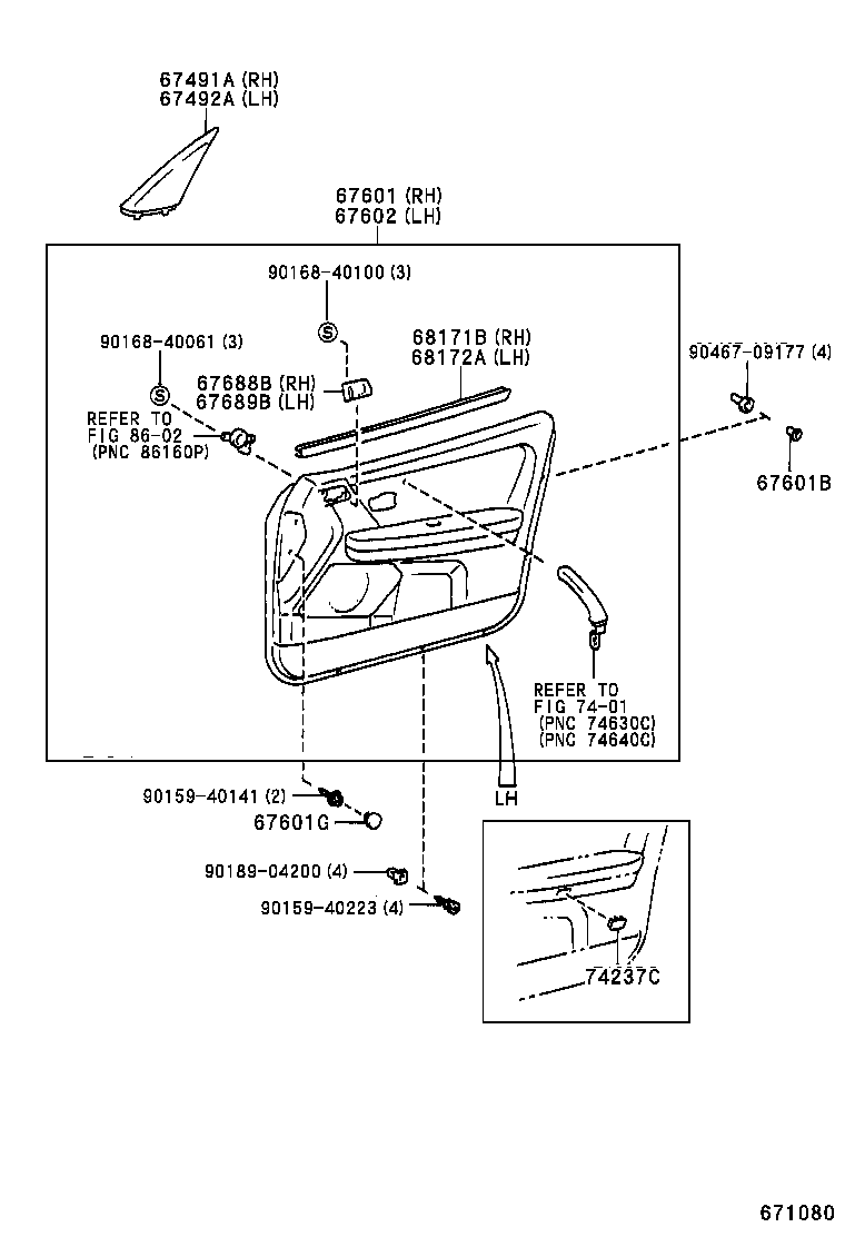 67404-30140 FRAME SUB-ASSY, FRONT DOOR, REAR LOWER LH product image