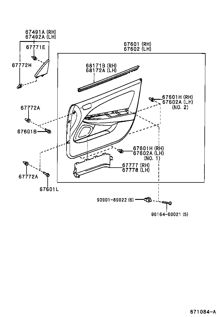 67404-21010 FRAME SUB-ASSY, FRONT DOOR, REAR LOWER LH product image