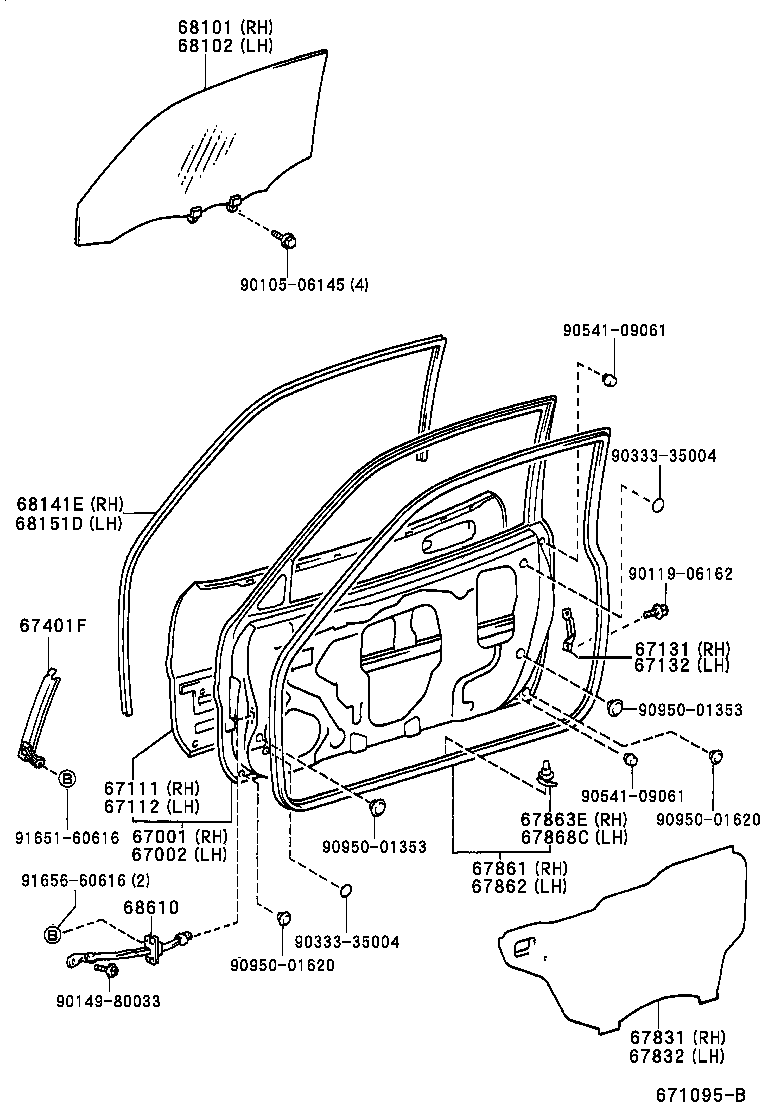 Toyota 67002-42903 PANEL SUB-ASSY, FRONT DOOR, LH