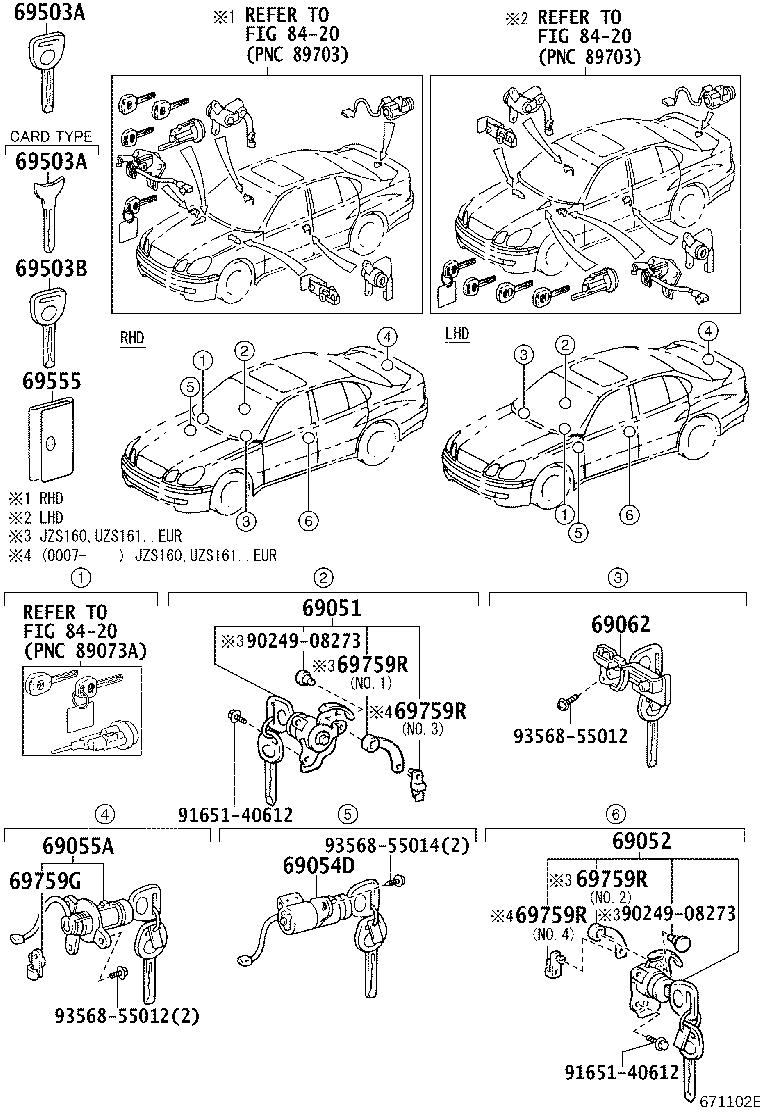 69052-30261 CYLINDER & KEY SET, DOOR LOCK, LH product image