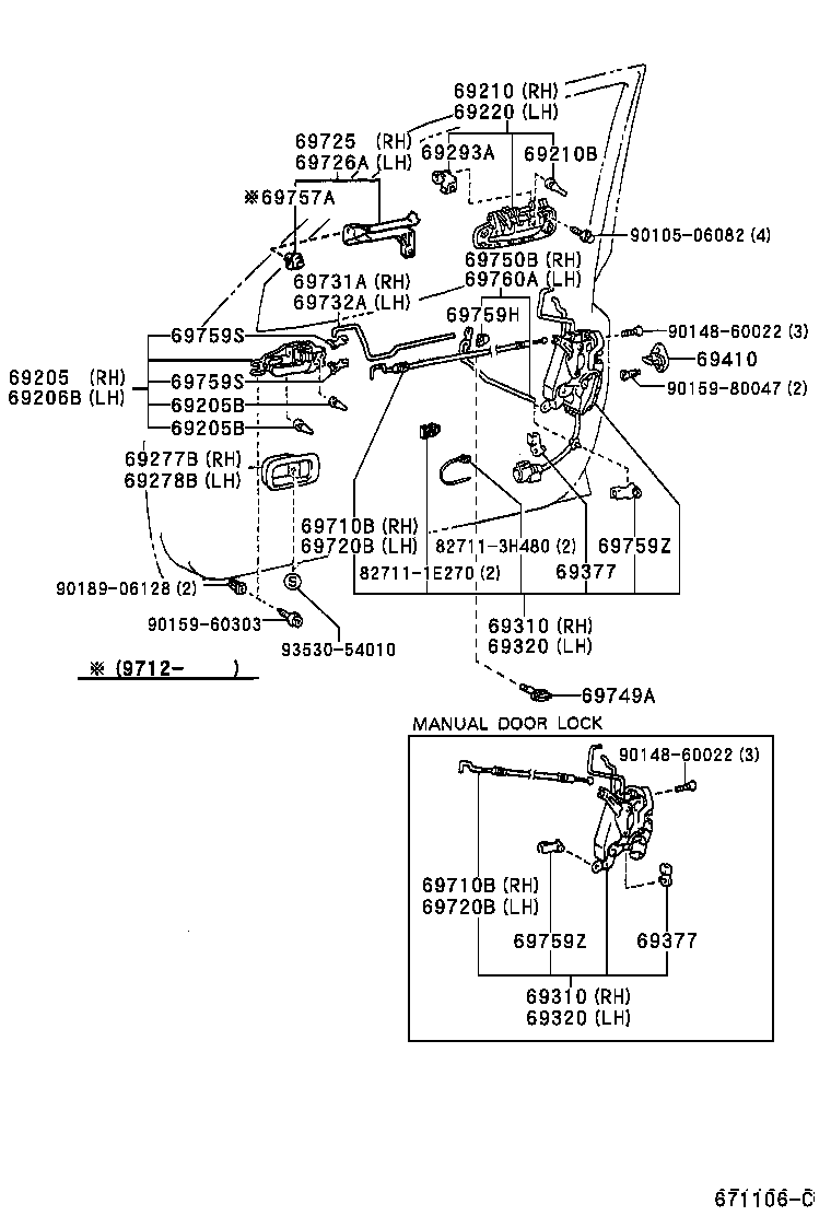 Toyota 69210-42080-B2 HANDLE ASSY, FRONT DOOR, OUTSIDE RH