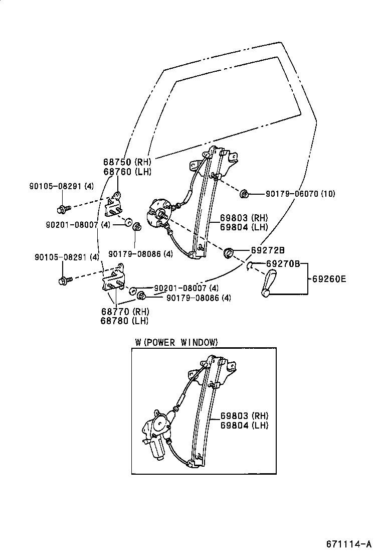 69840-05070 REGULATOR SUB-ASSY, REAR DOOR WINDOW, LH product image