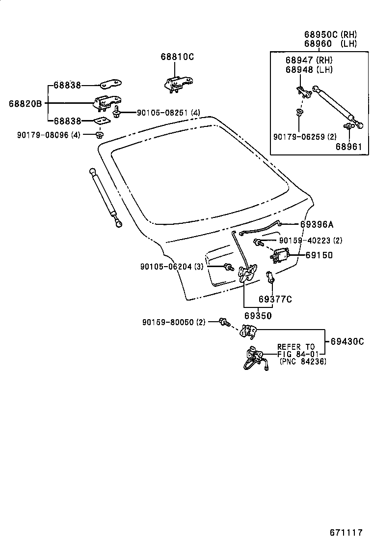 68960-05050 STAY ASSY, BACK DOOR, LH product image