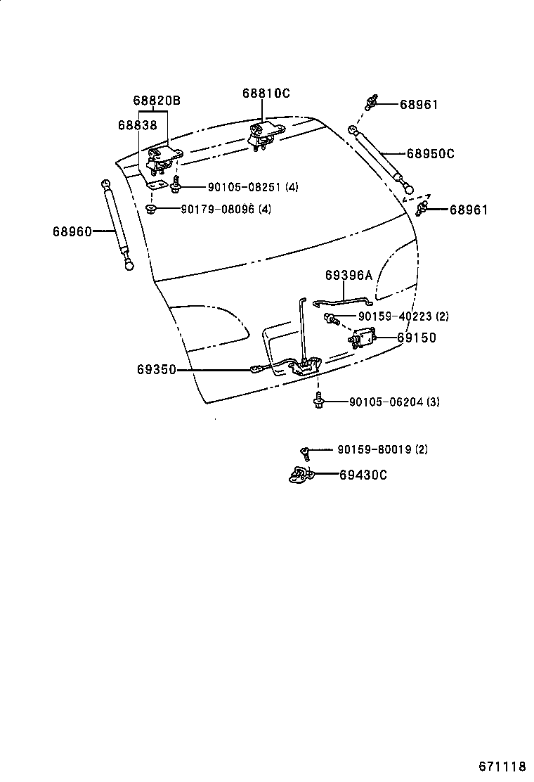 68960-05050 STAY ASSY, BACK DOOR, LH product image