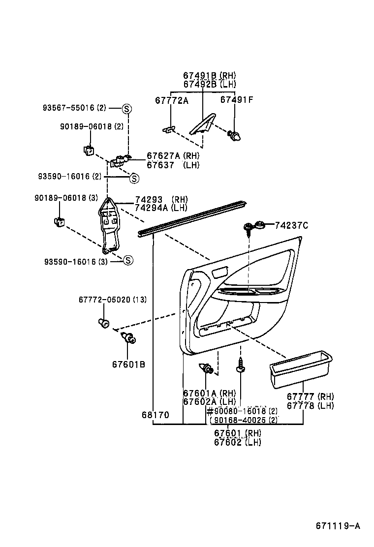 67404-20120 FRAME SUB-ASSY, FRONT DOOR, REAR LOWER LH product image