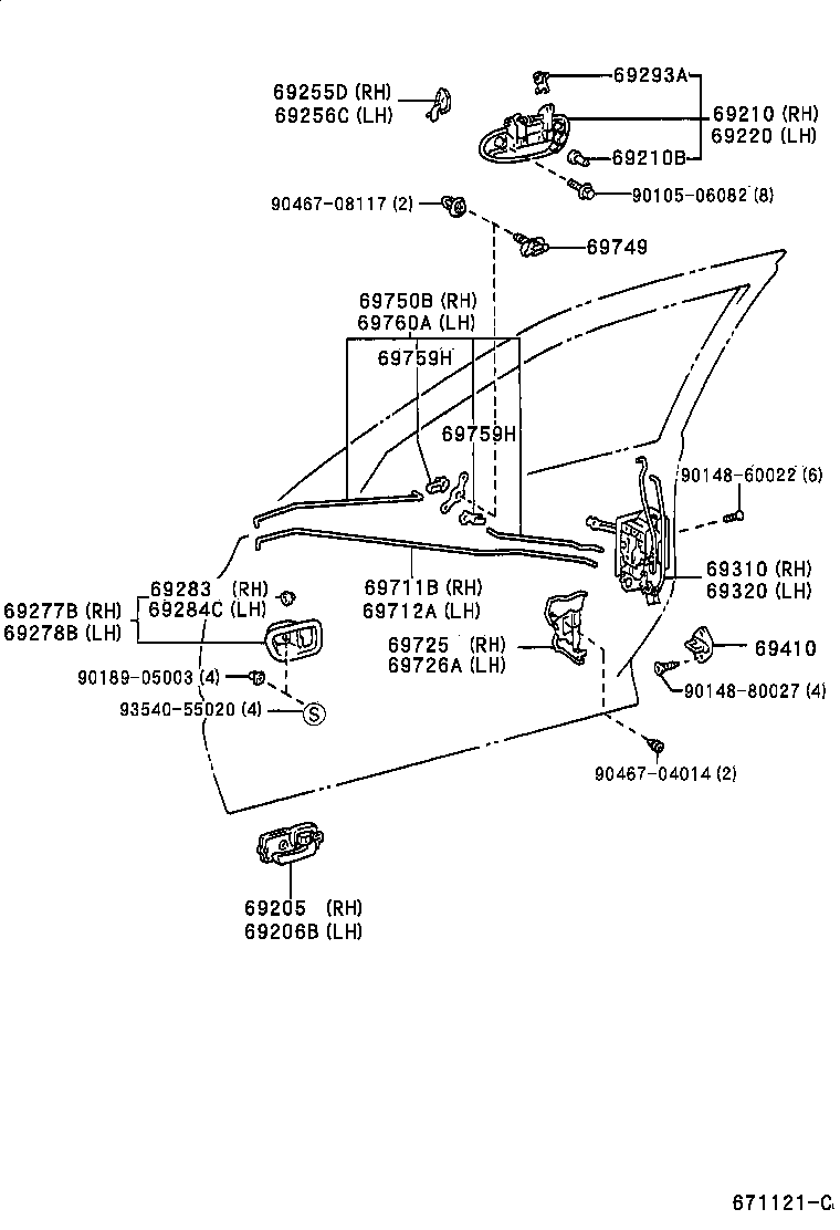 69040-05091 LOCK ASSY, FRONT DOOR, LH product image