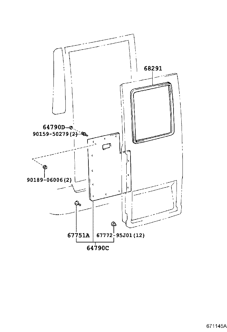 67005-36080 PANEL SUB-ASSY, BACK DOOR, RH product image