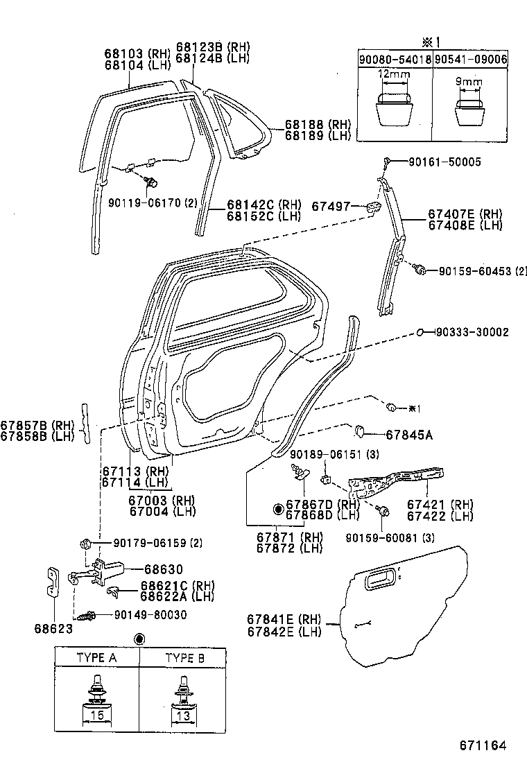 67871-06010 WEATHERSTRIP, REAR DOOR, RH product image