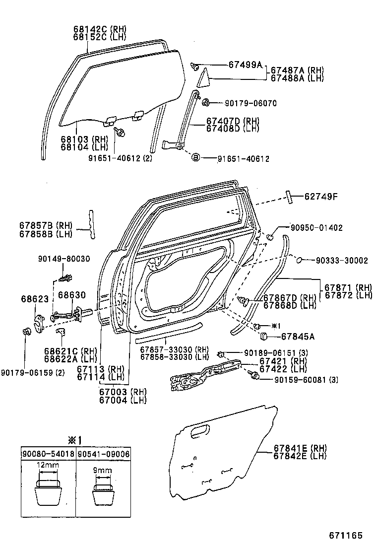 67871-06010 WEATHERSTRIP, REAR DOOR, RH product image