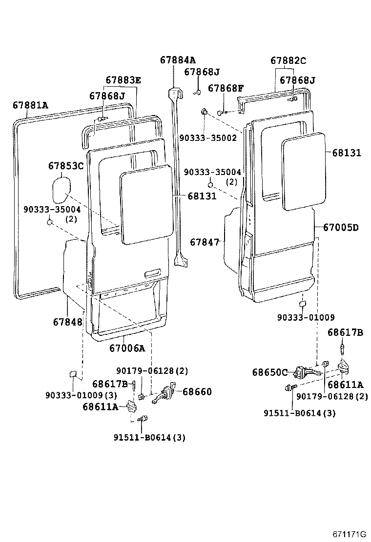 67005-36080 PANEL SUB-ASSY, BACK DOOR, RH product image