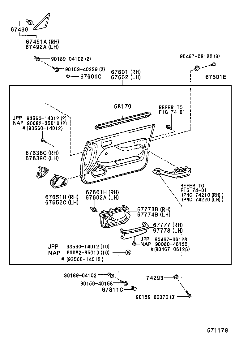 67620-06331-K2 BOARD SUB-ASSY, FRONT DOOR TRIM, LH product image