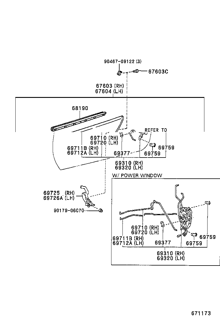 67871-06010 WEATHERSTRIP, REAR DOOR, RH product image