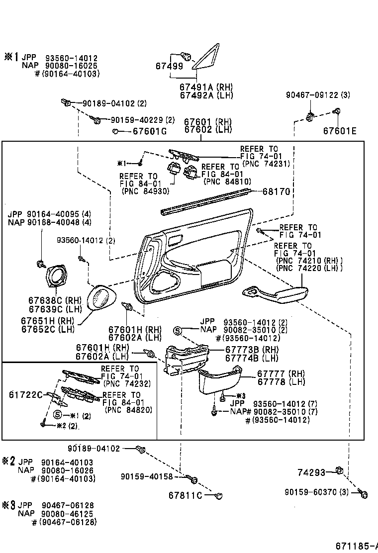 68141-33020 RUN, FRONT DOOR GLASS, RH product image