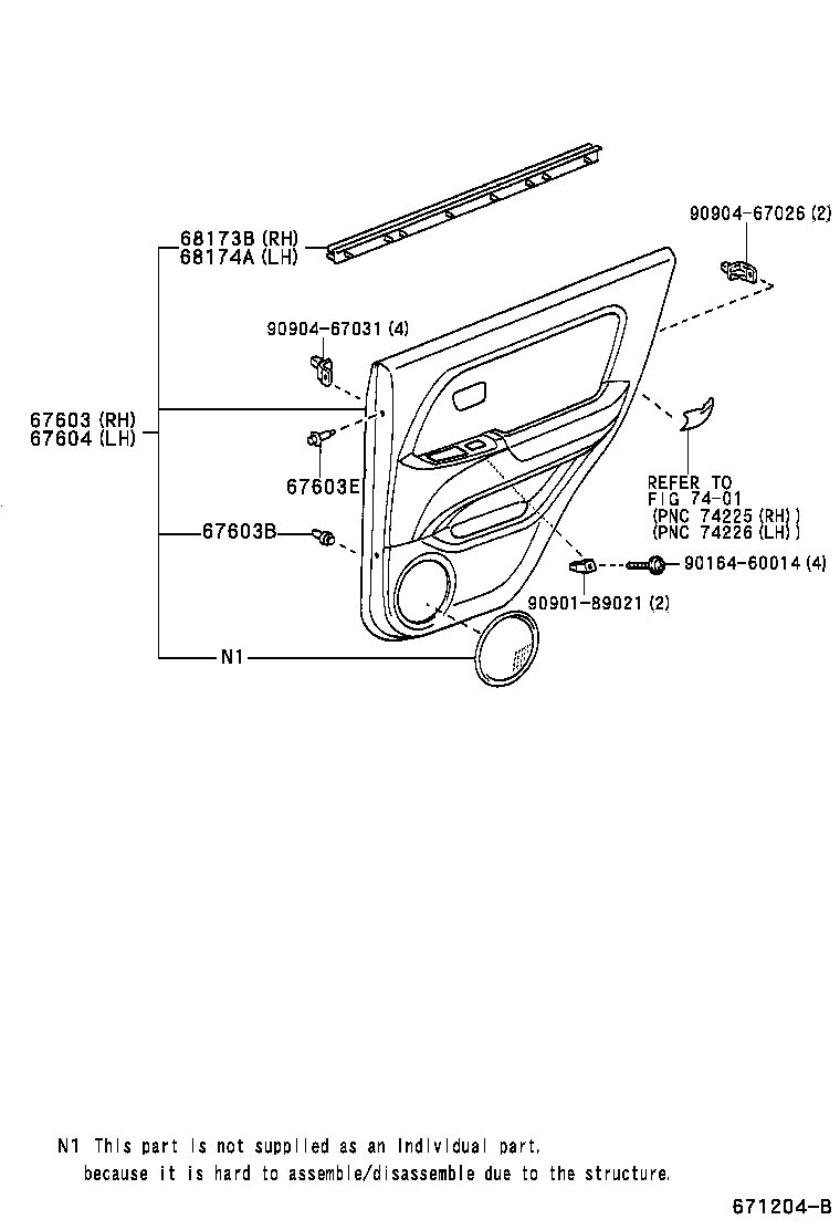 Toyota 67004-48020 PANEL SUB-ASSY, REAR DOOR, LH