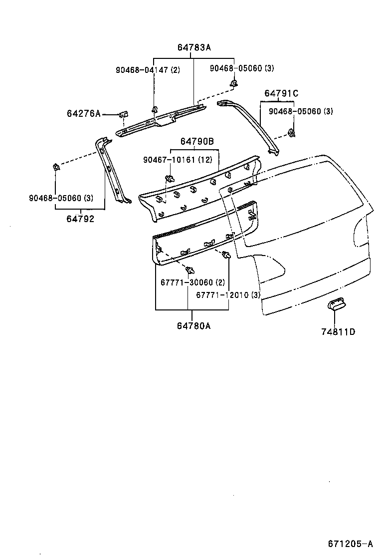 Toyota 67005-48040 PANEL SUB-ASSY, BACK DOOR