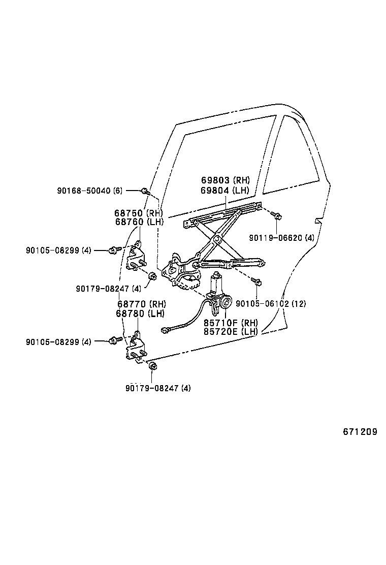 67236-30080 STABILIZER, DOOR GLASS FEMALE, RH product image