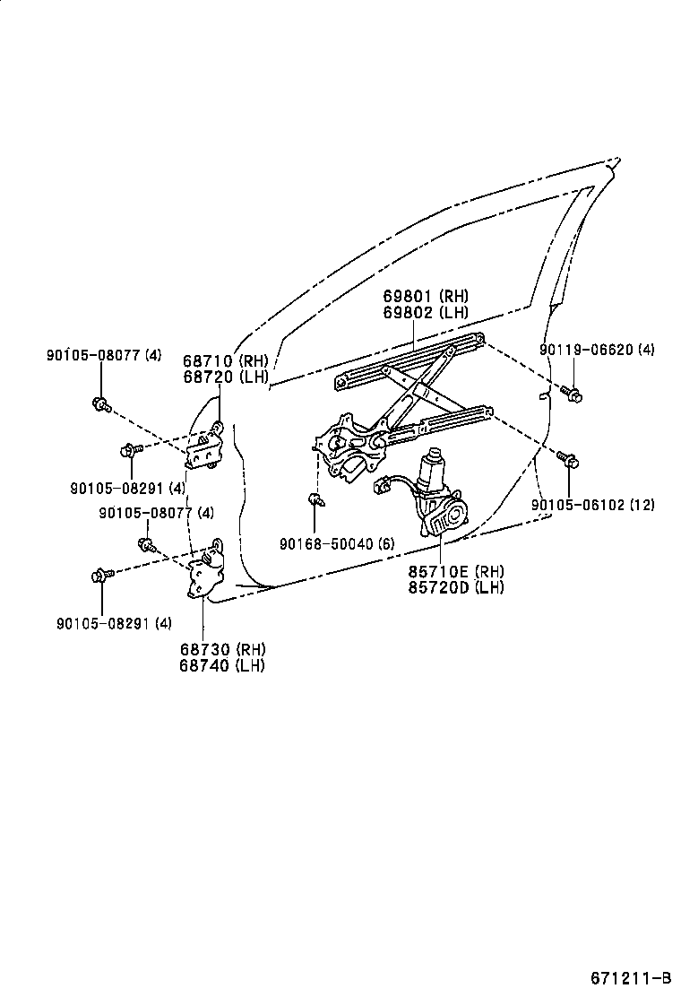 Toyota 85720-47030 MOTOR ASSY, POWER WINDOW REGULATOR, LH