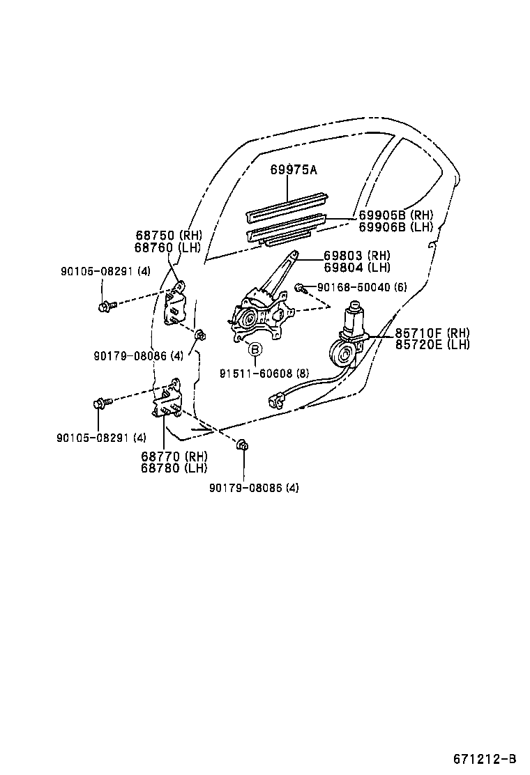 Toyota 85710-47011 MOTOR ASSY, POWER WINDOW REGULATOR, LH