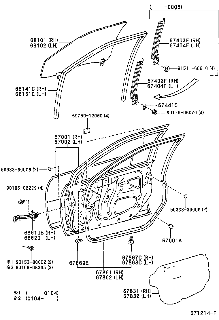 67404-47010 FRAME SUB-ASSY, FRONT DOOR, REAR LOWER LH product image
