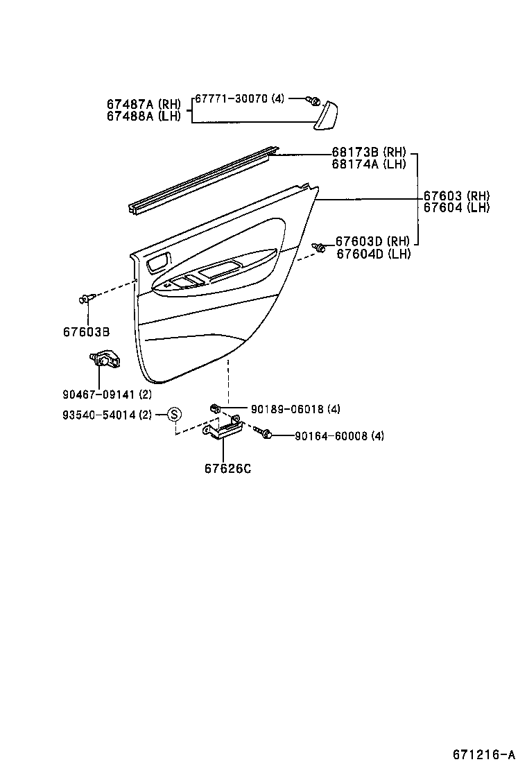 67004-47010 PANEL SUB-ASSY, REAR DOOR, LH product image