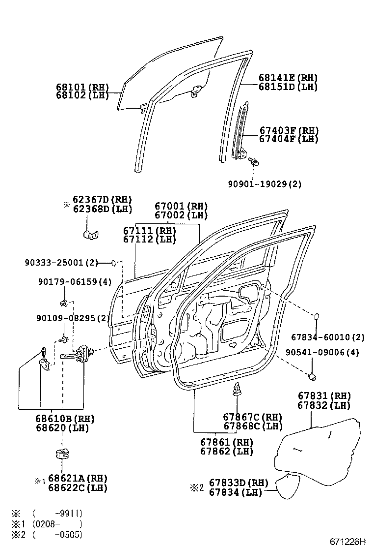 67002-60443 PANEL SUB-ASSY, FRONT DOOR, LH product image