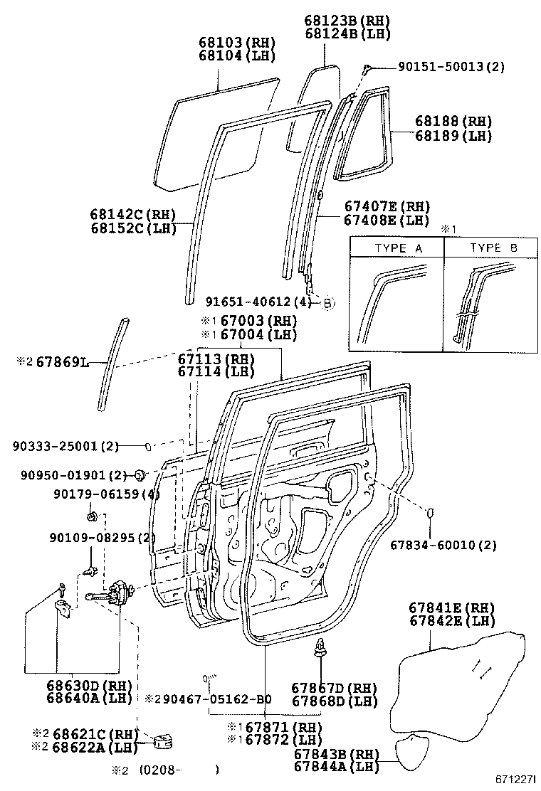 67003-60280 PANEL SUB-ASSY, REAR DOOR, RH product image