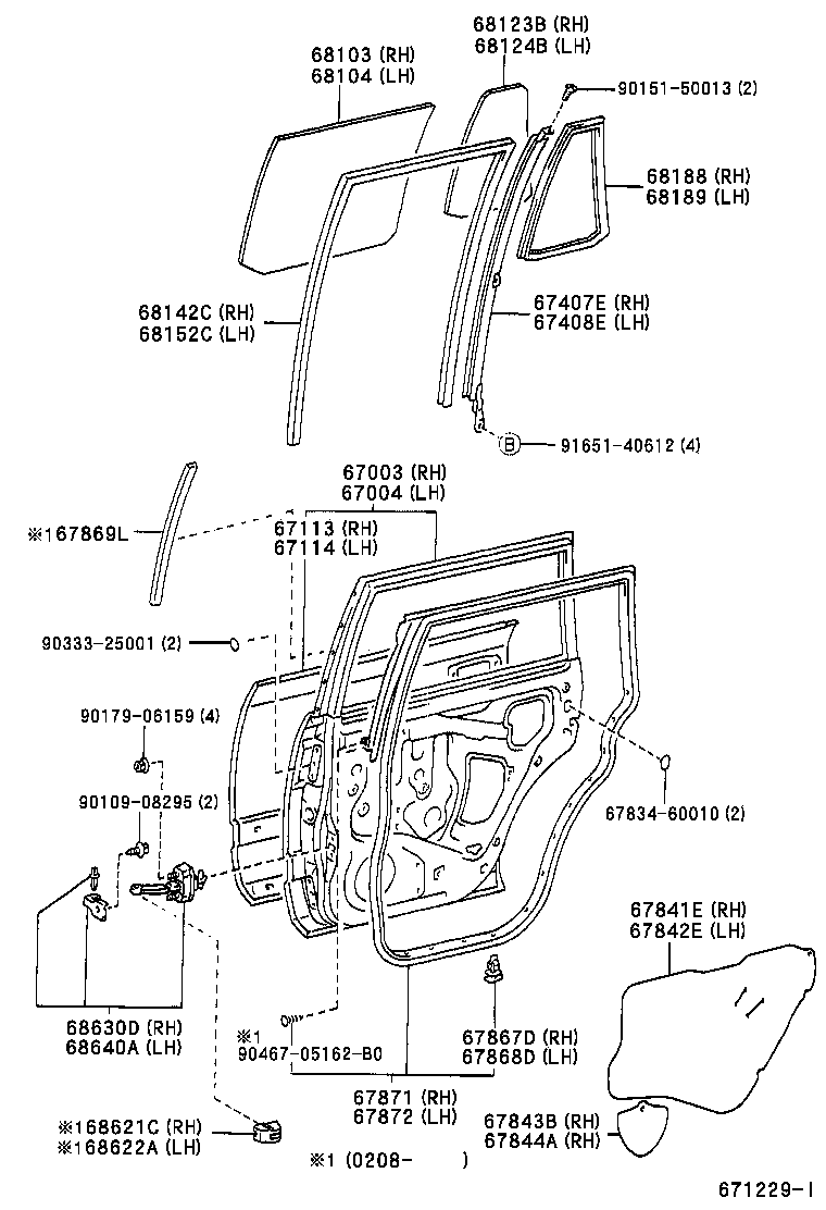67003-60340 PANEL SUB-ASSY, REAR DOOR, RH product image