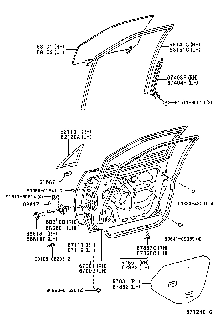 Toyota 67404-48010 FRAME SUB-ASSY, FRONT DOOR, REAR LOWER LH