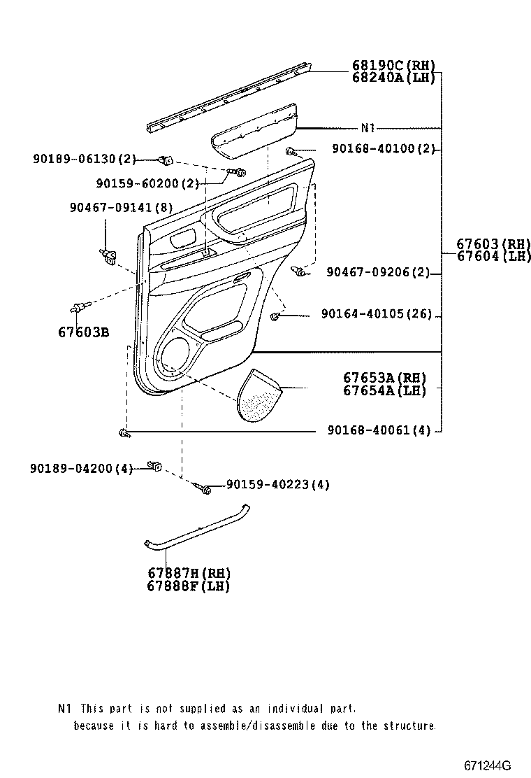 Toyota 67004-60390 PANEL SUB-ASSY, REAR DOOR, LH