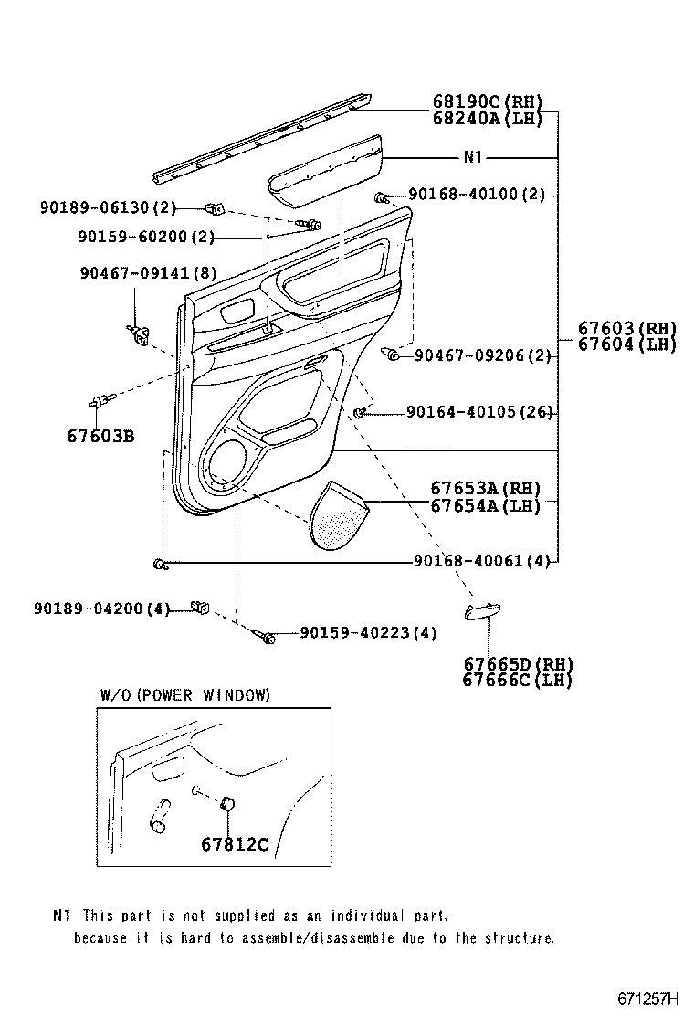 67003-60280 PANEL SUB-ASSY, REAR DOOR, RH product image
