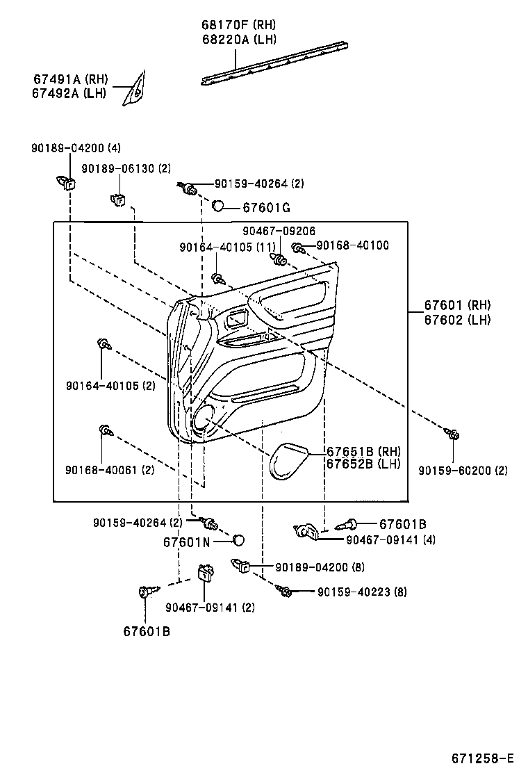 Toyota 67002-60581 PANEL SUB-ASSY, FRONT DOOR, LH