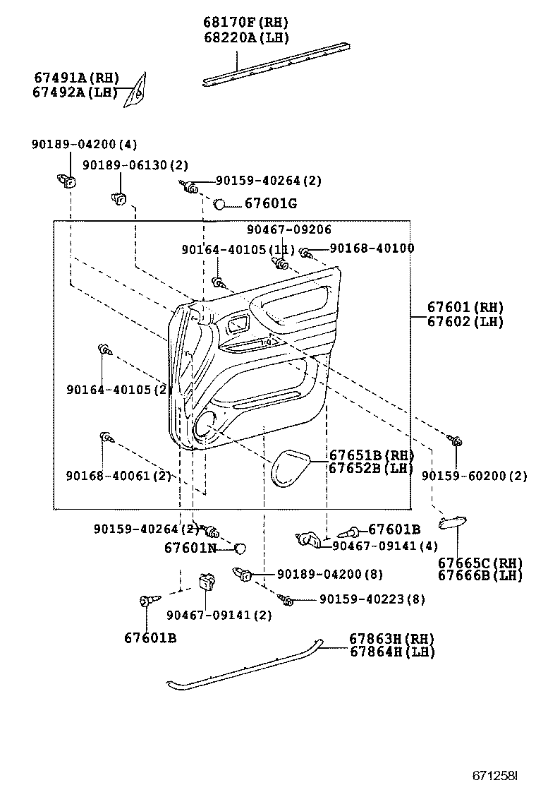 67002-60443 PANEL SUB-ASSY, FRONT DOOR, LH product image