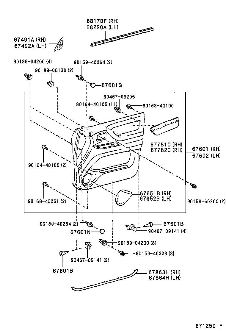 67002-60460 PANEL SUB-ASSY, FRONT DOOR, LH product image