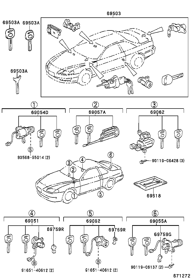 69005-24140 CYLINDER SET, LOCK product image