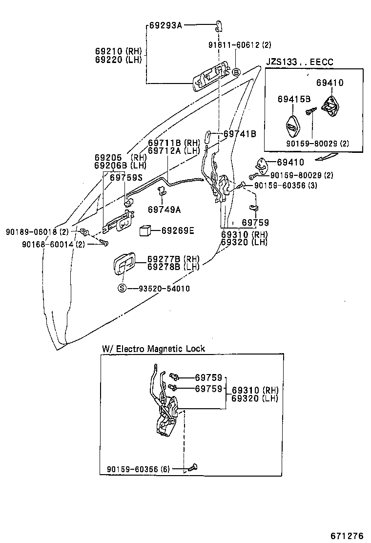 69030-30720 LOCK ASSY, FRONT DOOR, RH product image