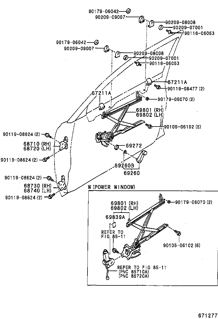 69260-22030-E1 HANDLE ASSY, FRONT DOOR WINDOW REGULATOR product image
