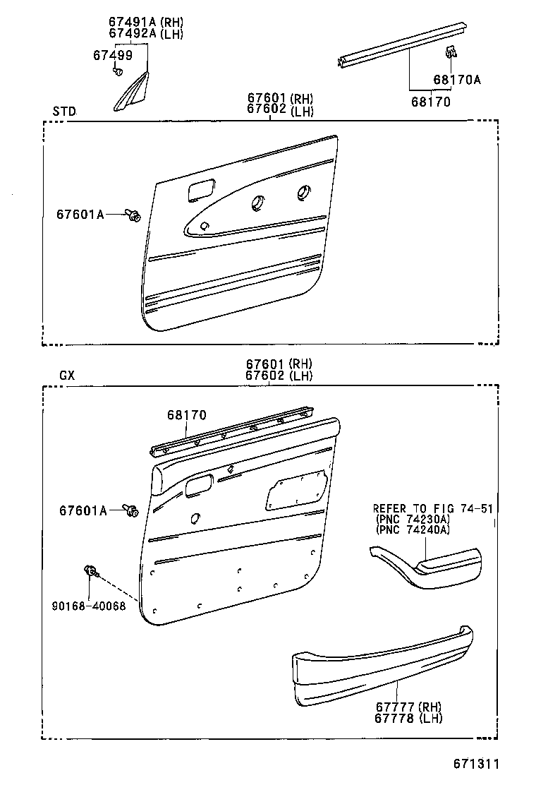 67002-60091 PANEL SUB-ASSY, FRONT DOOR, LH product image